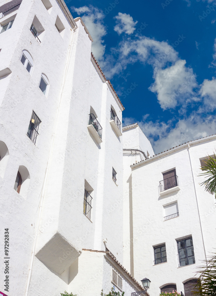 Fototapeta premium Pretty typical white houses Puerto Banus, Malaga Spain