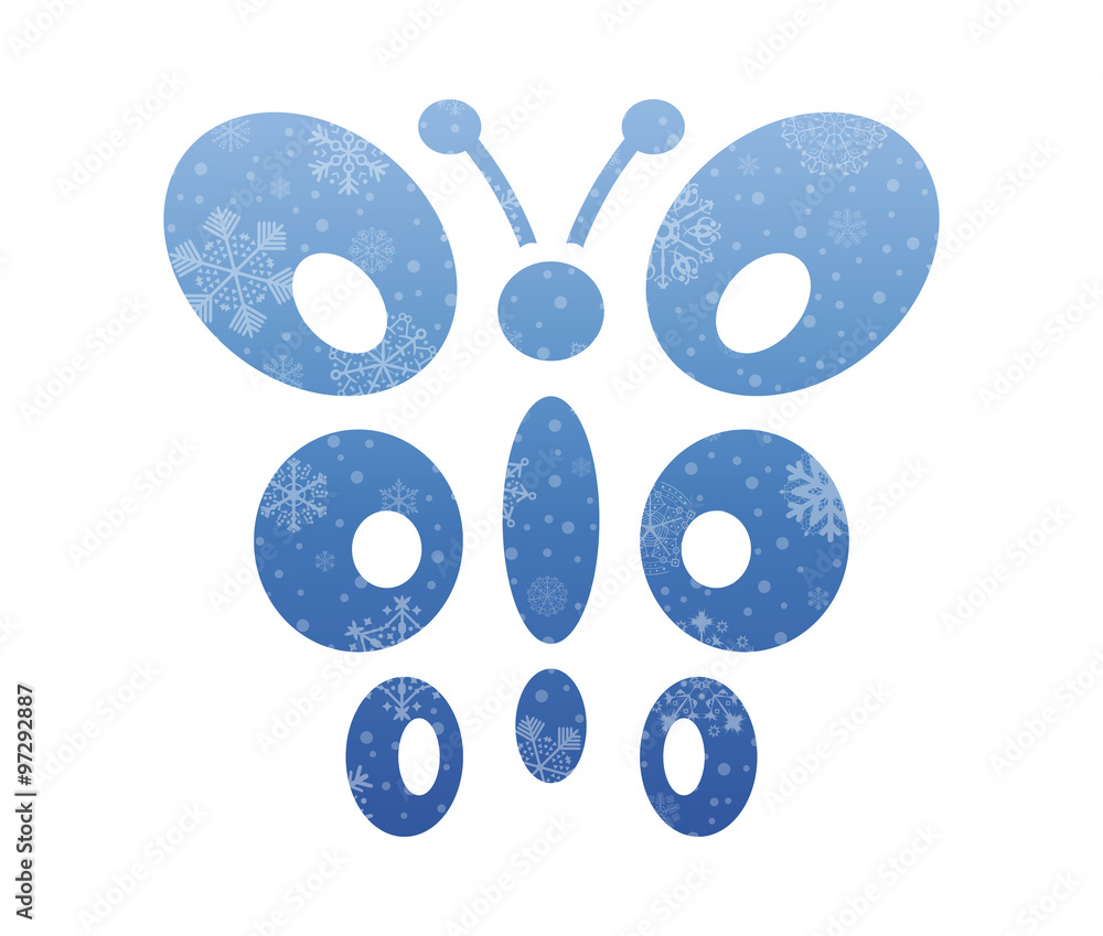butterfly symbol christmas icon with snow butterfly symbol christmas icon with snow
