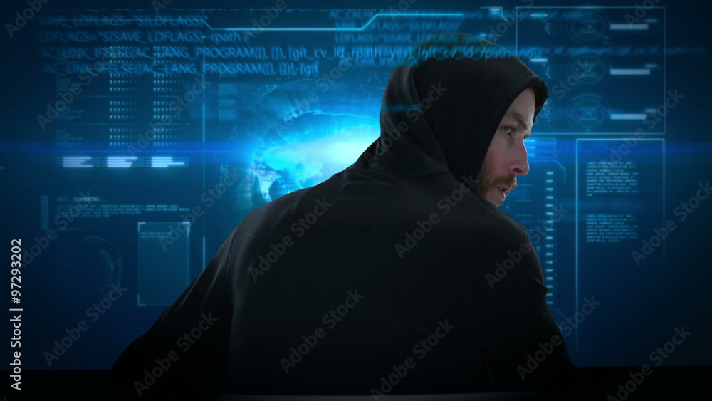 Composite video of hacker using laptop Composite video of hacker using laptop