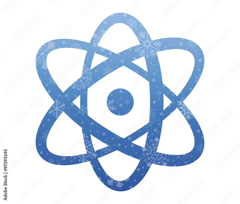 science symbol christmas icon with snow science symbol christmas icon with snow