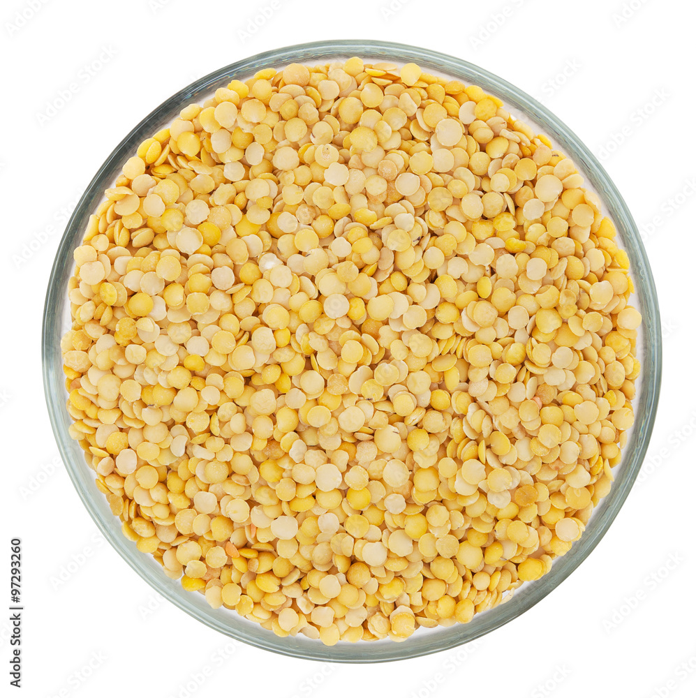 Yellow lentils isolated on white background with clipping path Yellow lentils isolated on white background with clipping path