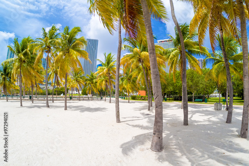 Sandy beach at Bicentennial park in Miami