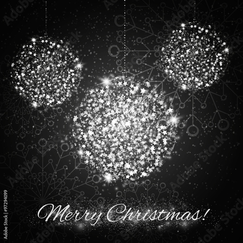 Abstract Shining Christmas balls on black background