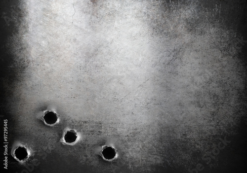 Billede på lærred grunge metal armor background with bullet holes