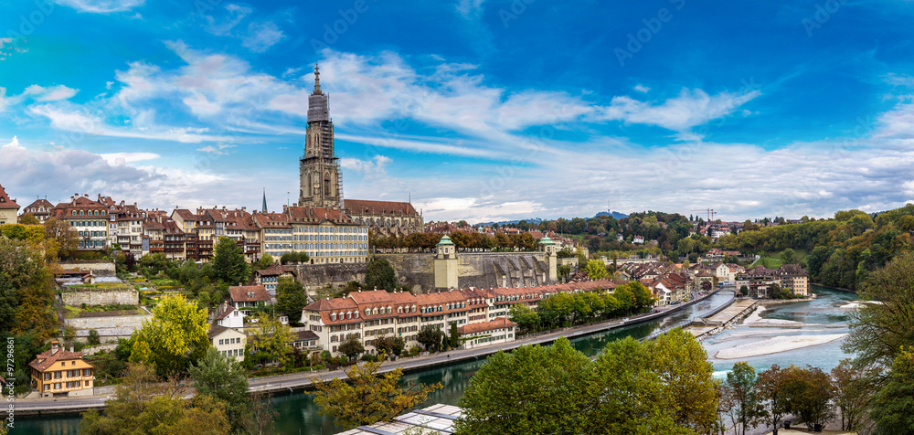 Naklejka premium Bern and Berner Munster cathedral