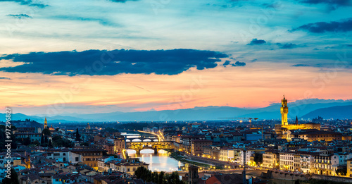 Fototapeta Naklejka Na Ścianę i Meble -  Panoramic sunset in  Florence