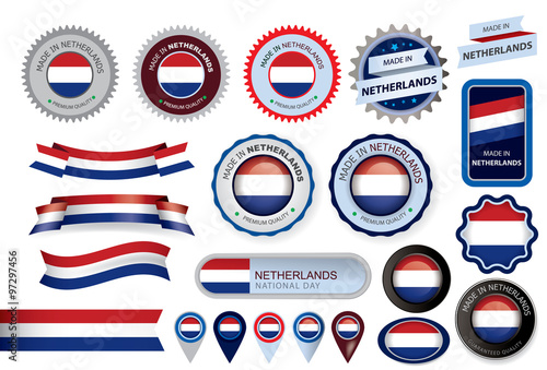 Made in Netherlands Seal, Holland Flag (Vector Art)