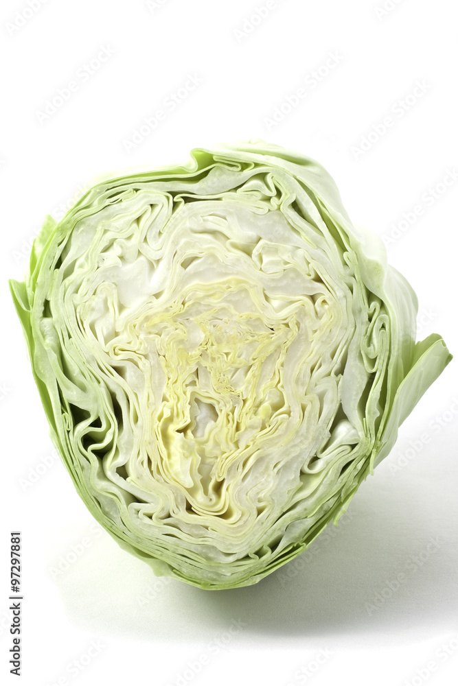 slice pointed cabbage on a white background slice pointed cabbage on a white background