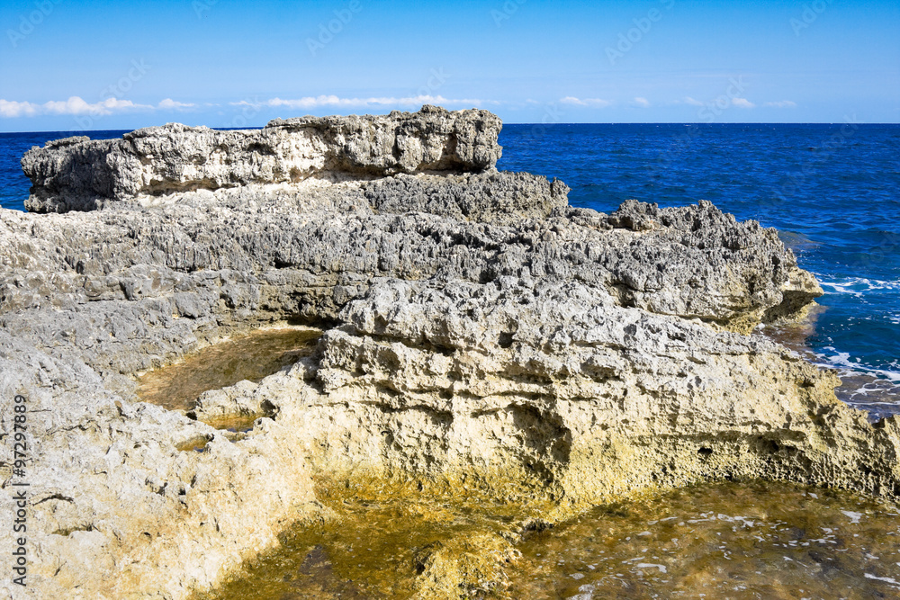 Rocks in Mediterranean Sea. Mallorca, Spain