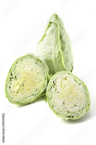 Pointed cabbage on a white background