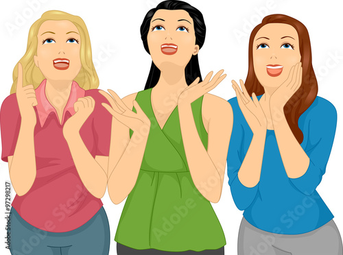 Girls Look Up Happy