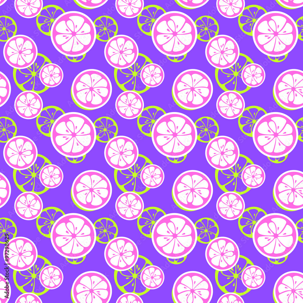 Abstract citrus fruit seamless pattern. illustration