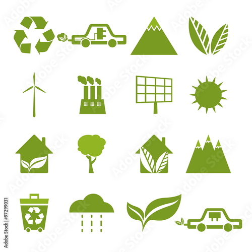 Set of icons of ecology, environment, green energy. Vector