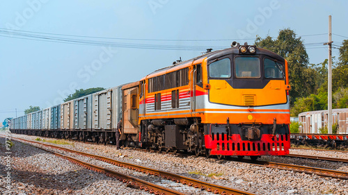 Freight train was shunting.Thailand - October 2015, The beverage freight was shunting in Ban Pachl junction yard. (Taken form public platform.)