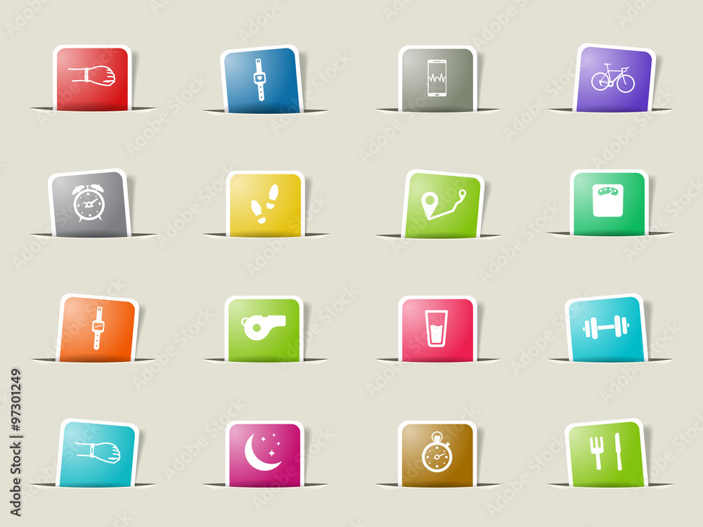 Jogging and workout simply icons Jogging and workout simply icons