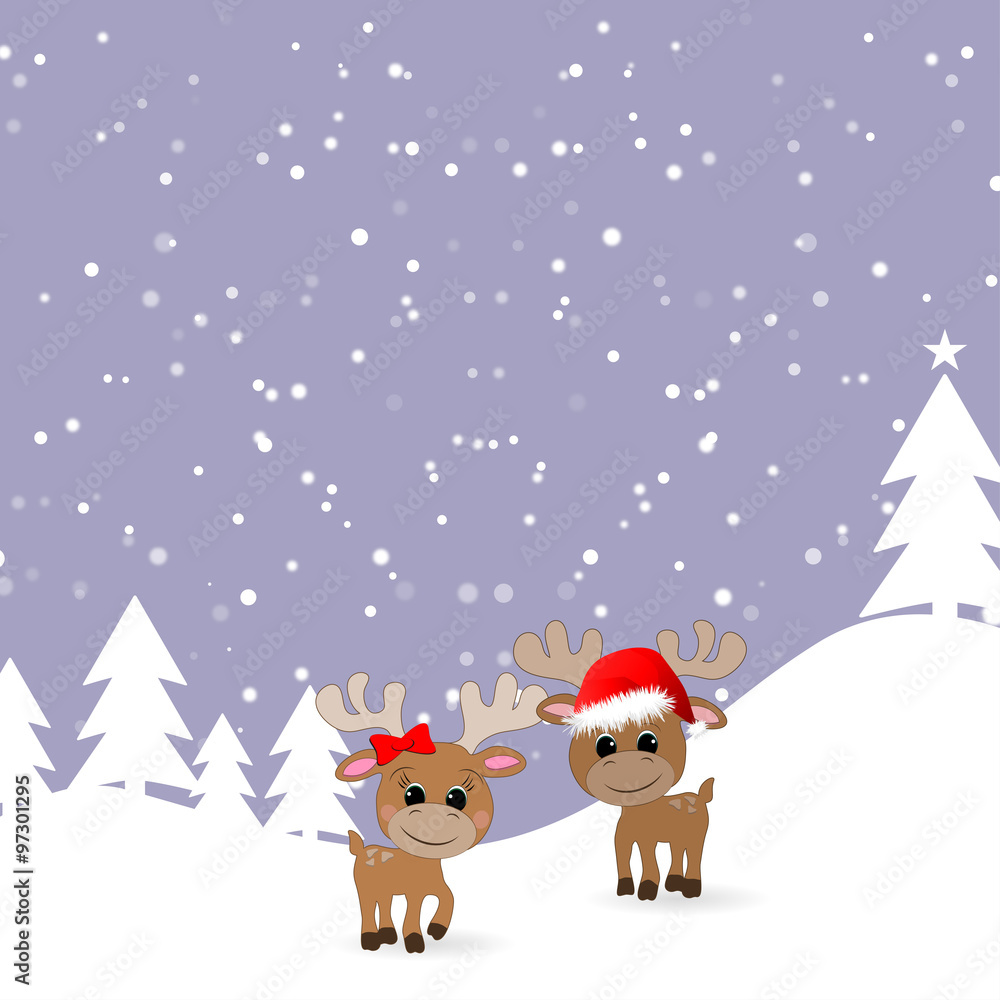 Winterlandschaft & Rentiere - Vektor Grafik Winterlandschaft & Rentiere - Vektor Grafik