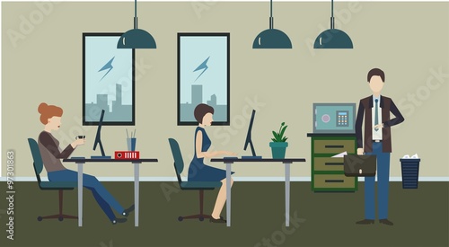 Ordinary office life. Vector illustration.