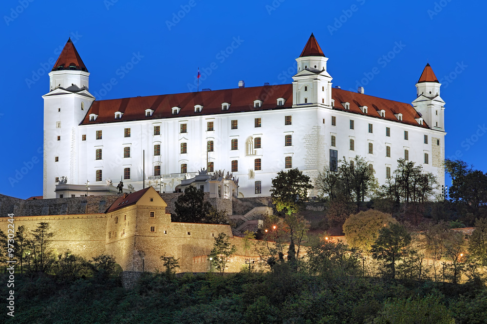 Bratislava Castle at evening, Slovakia