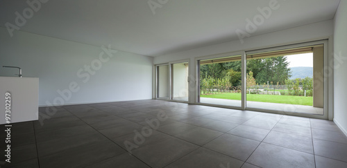wide room and glass windows