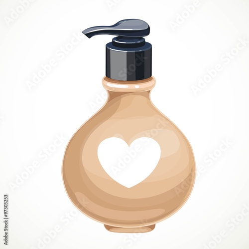 Beige bottle with foundation cream  isolated on a white backgrou