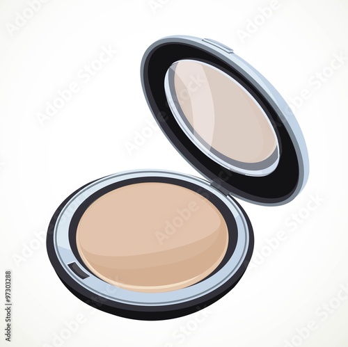 Cosmetic beige powder isolated on a white background