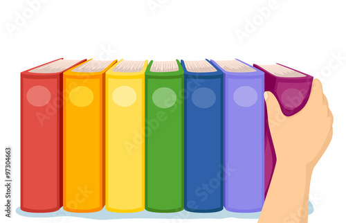 Cropped Hand Books Arrange Rainbow