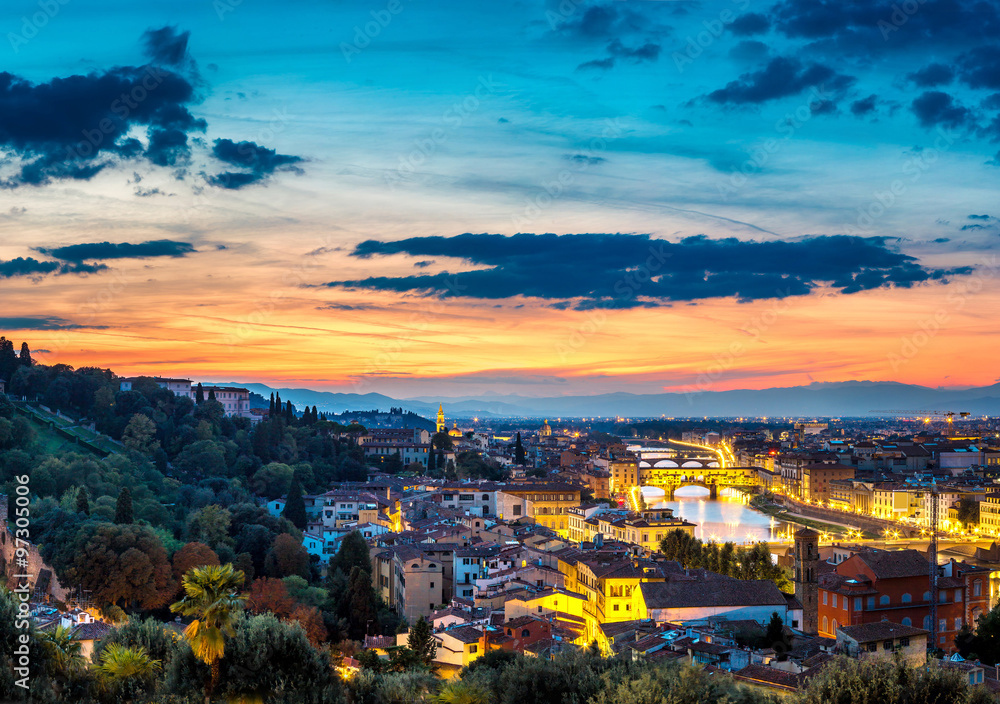 Panoramic sunset in  Florence