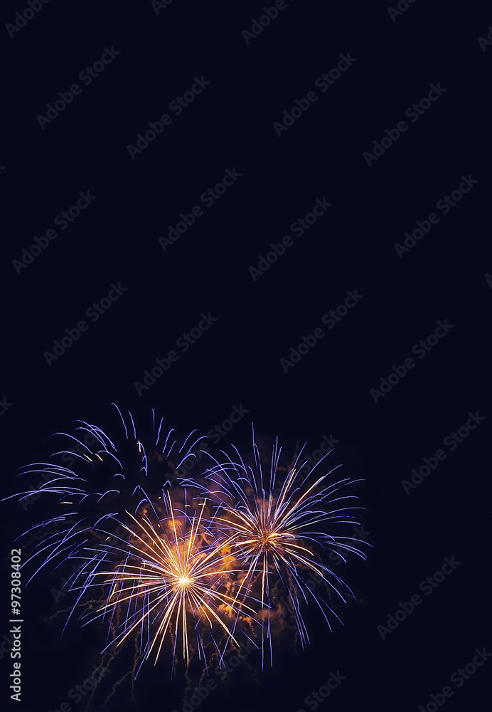 Fireworks background. Colorful fireworks in the night sky.