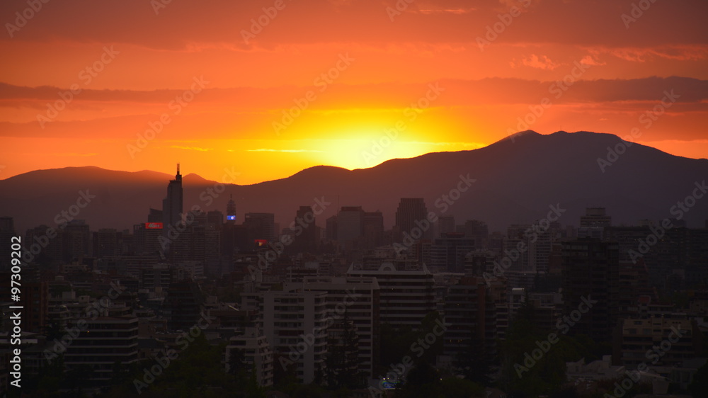 Amazing sunset clouds in Santiago, Chile