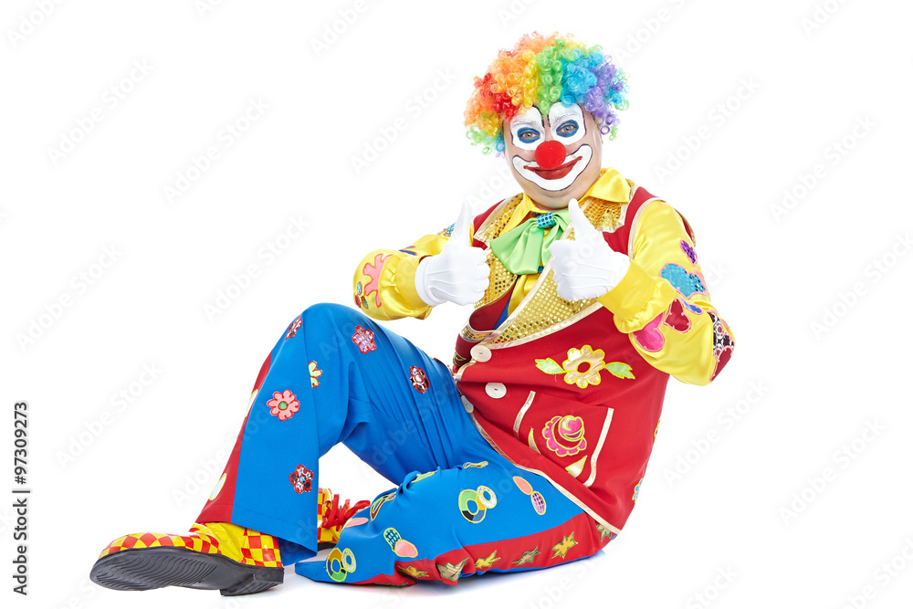 Portrait of a clown isolated on white background