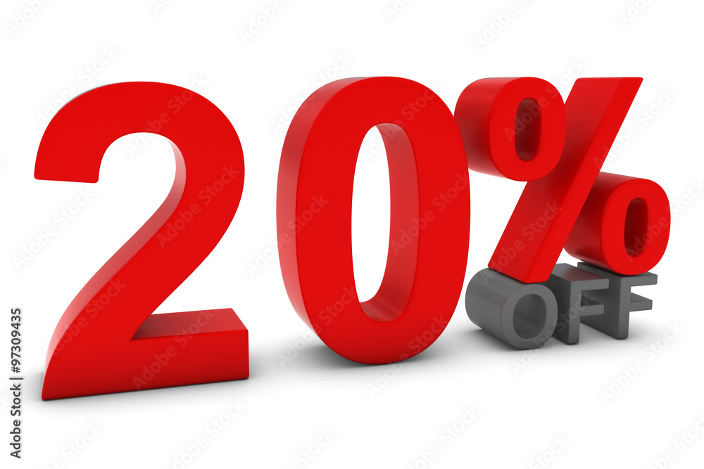 20% OFF - Twenty Percent Off 3D Text in Red and Grey 20% OFF - Twenty Percent Off 3D Text in Red and Grey