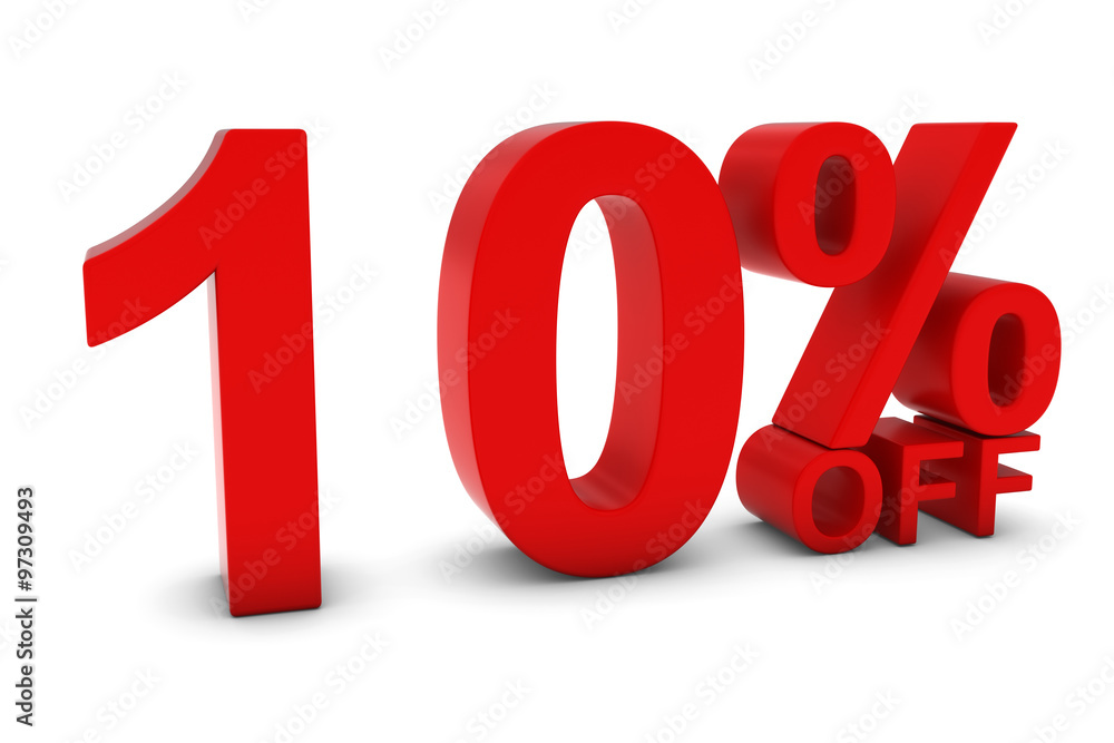 10% OFF - Ten Percent Off 3D Text in Red 10% OFF - Ten Percent Off 3D Text in Red