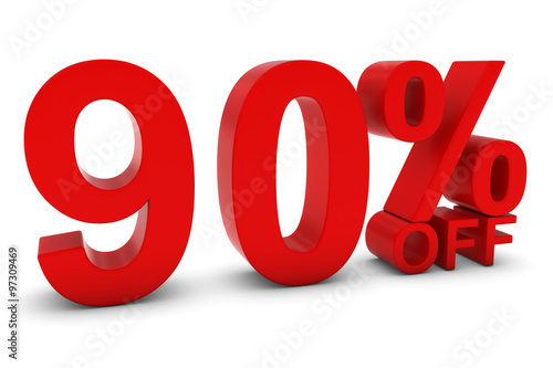 90% OFF - Ninety Percent Off 3D Text in Red