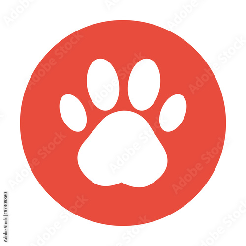 Paw Print. Flat design style.