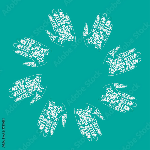 hands with indian mehendi henna