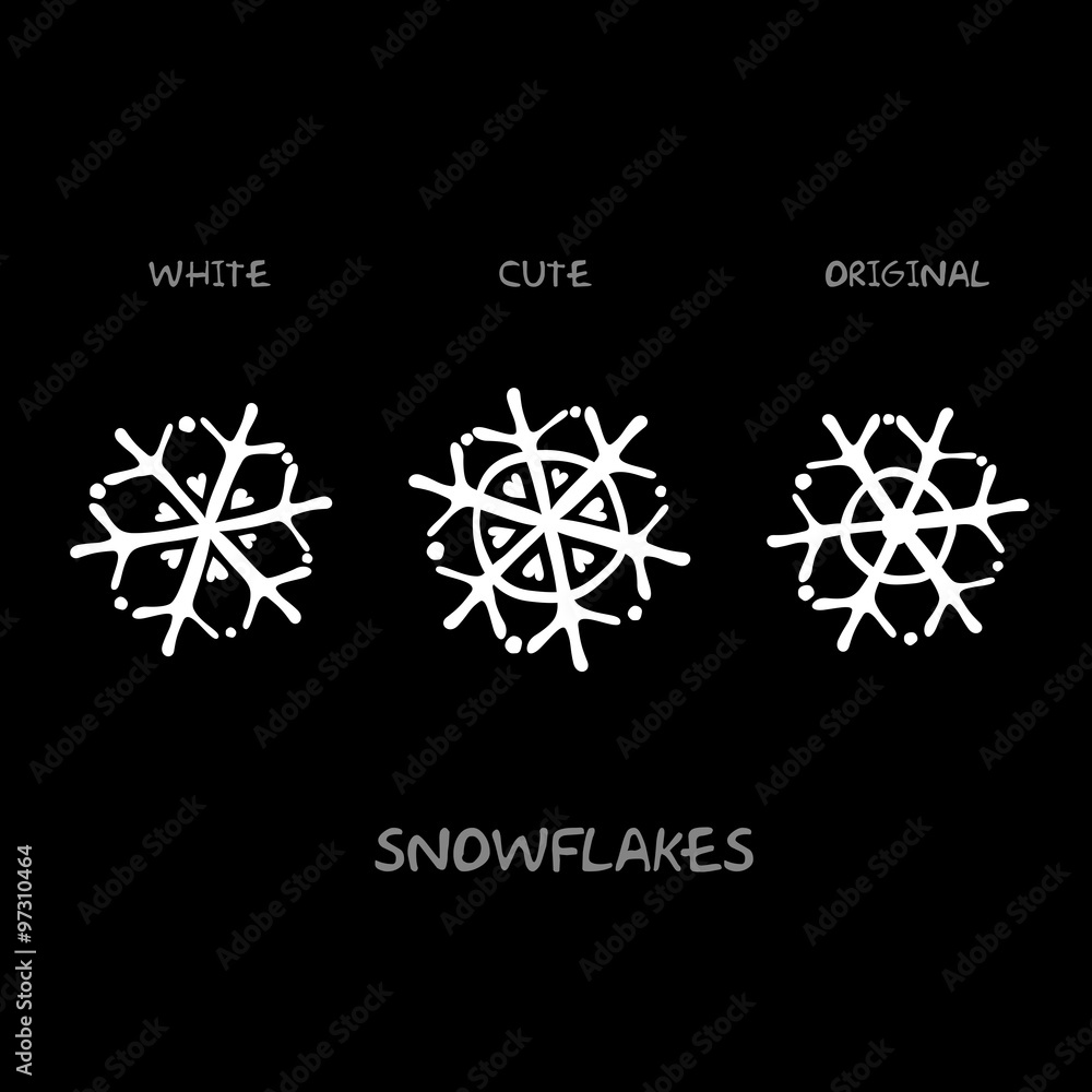 Snowflakes/Original vector white snowflakes on a black background Snowflakes/Original vector white snowflakes on a black background