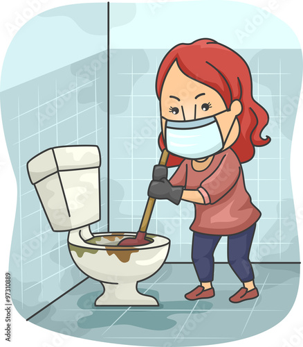 Girl Plumb Dirty Toilet