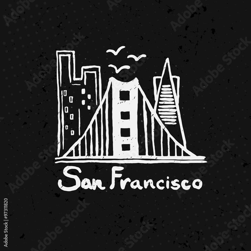 Skyline of San Francisco in watercolor. Vector