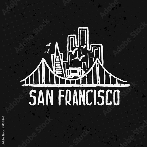 Skyline of San Francisco in watercolor. Vector
