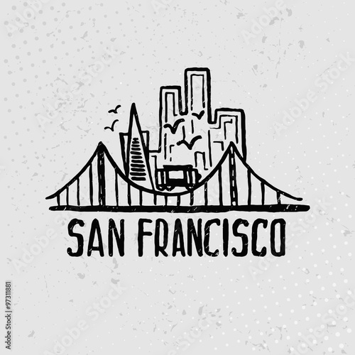 Skyline of San Francisco in watercolor. Vector