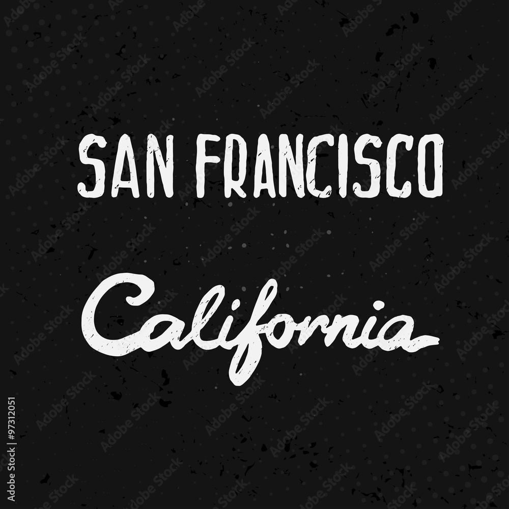 Lettering of San Francisco and California watercolor. Vector