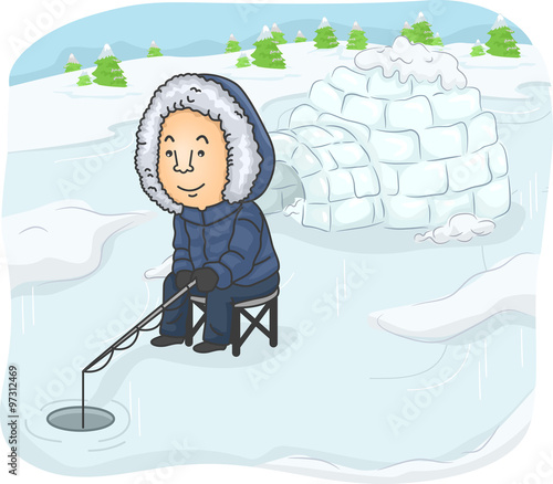 Man Igloo Fishing