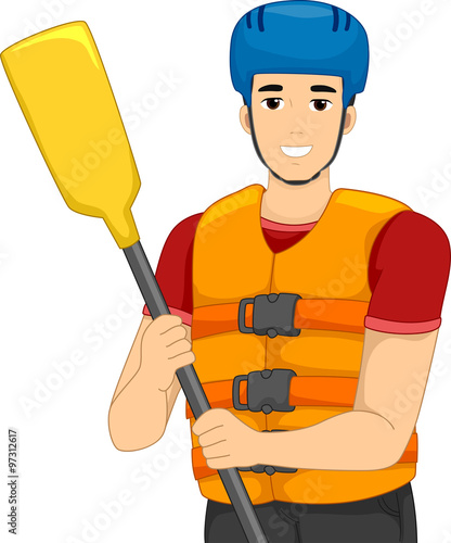 Man White Water Rafting Lif...