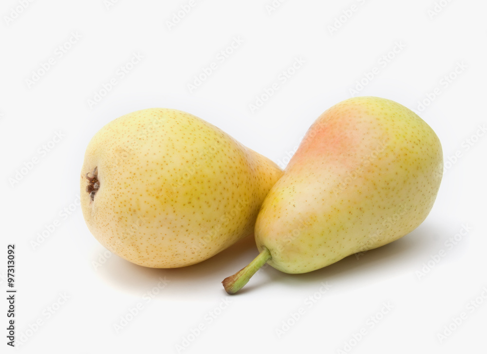 fresh pears are yellow on a white background. fresh pears are yellow on a white background.