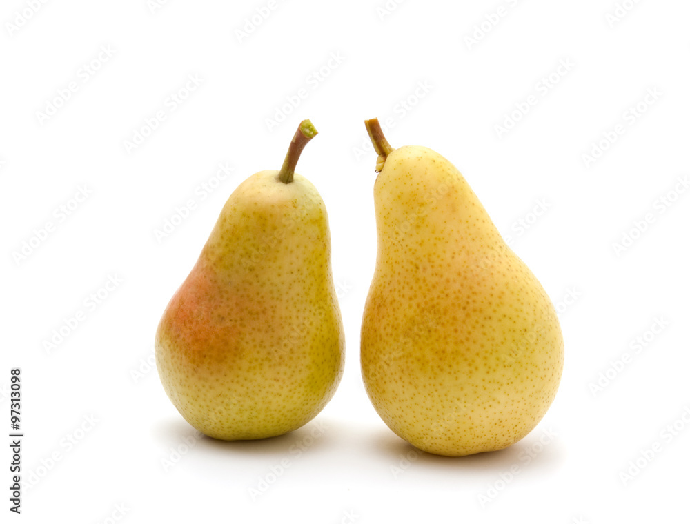fresh pears are yellow on a white background fresh pears are yellow on a white background