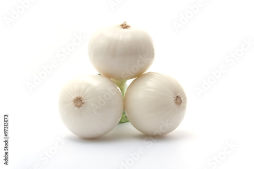 fresh white onions on a white background