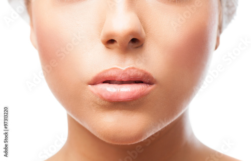 closeup of a cute young woman lips