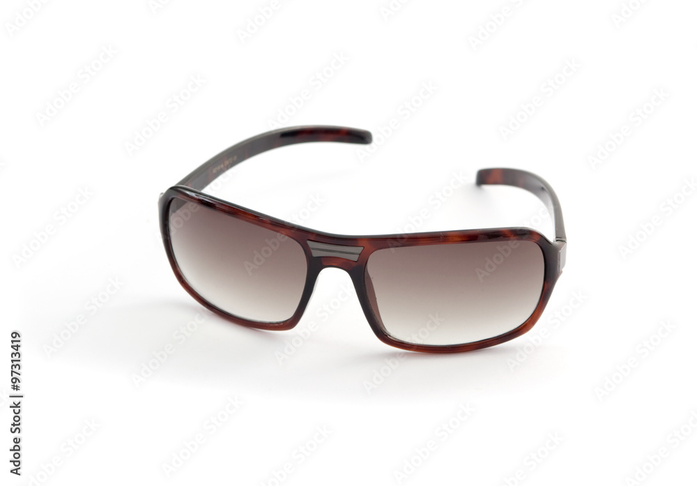 Women's brown sunglasses on a white background Women's brown sunglasses on a white background