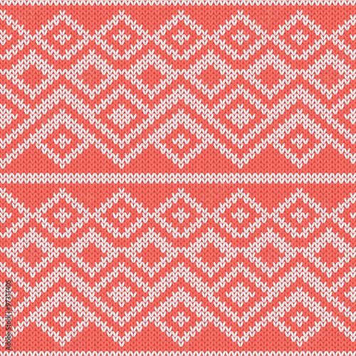 Knitted Seamless Pattern in Gray and Peach Colors