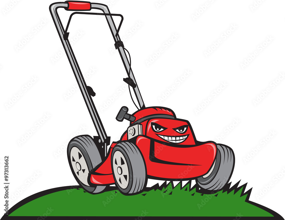 Fototapeta premium Lawnmower Front Isolated Cartoon